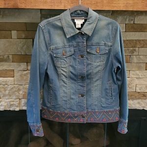 COLDWATER CREEK DENIM JACKET EMBROIDERY MEDIUM.